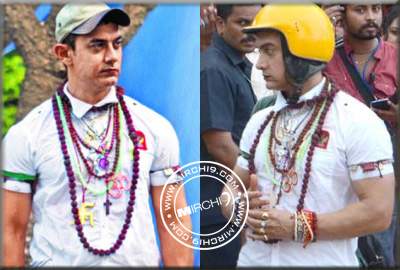 Helmet with lipstick and ghagra for PK