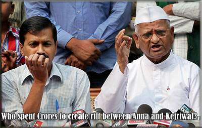 Who spent Crores to create rift between Anna and Kejriwal?