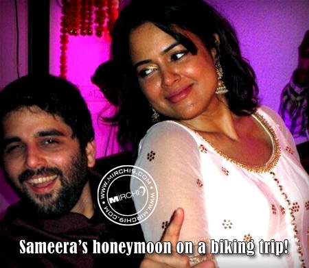 Sameera reddy honeymoon on a biking trip