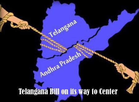 Telangana Bill on its way to Center