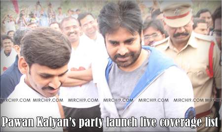 Pawan Kalyan’s party launch live coverage list