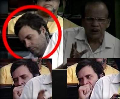 Rahul gandhi sleeps in Parliament meeting  