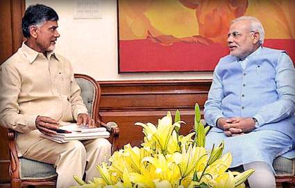 Chandra babu delhi tour photo with modi