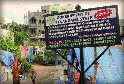 This land belongs to Telangana state goverment board sign 