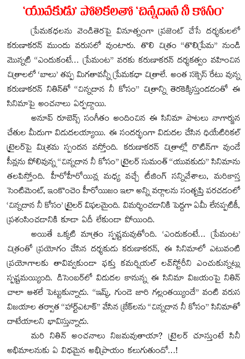 Chinnadhana Neekosam Trailer talk