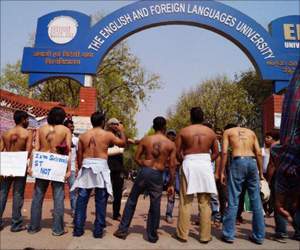 girls protest in EFLU university