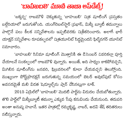 Baahubali movie updates