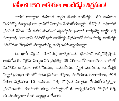 150 feet Bhimrao Ramji Ambedkarr statue in AP