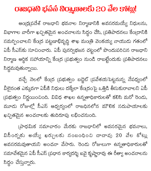  20 crores for capital buildings