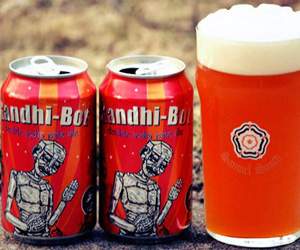 gandhi bot beer can with gandhi image