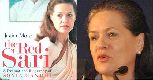 sonia gandhi red saree