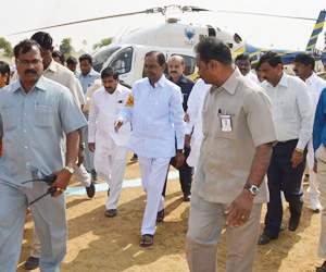 telangana cm kcr aerial survey