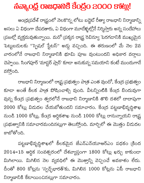 2000 crores for AP capital