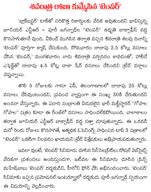 good collections for temper on sivarathri