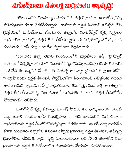 mahesh babu owns burripalem