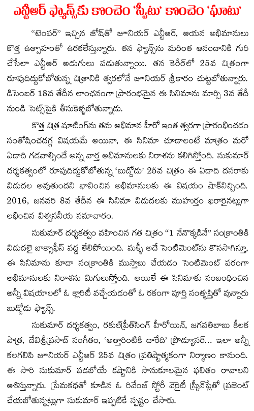 ntr sukumar movie for sankranthi
