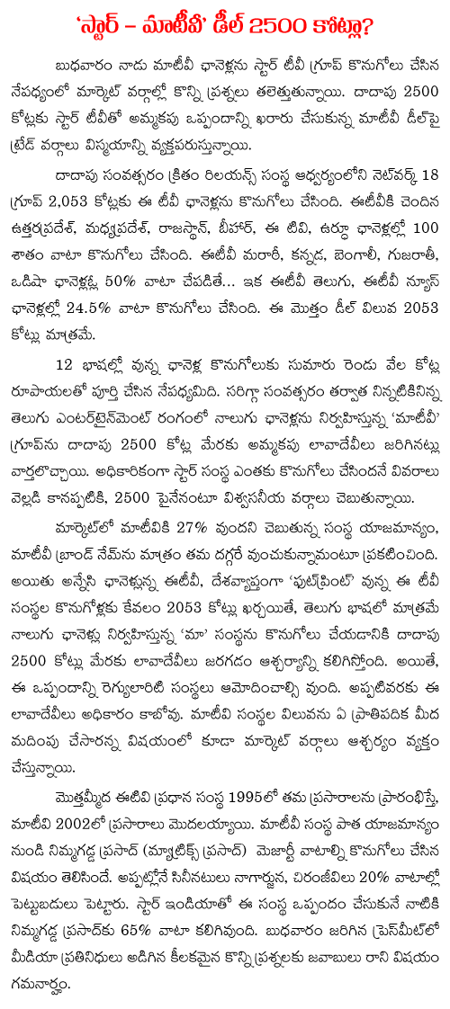 star tv acquires maa tv