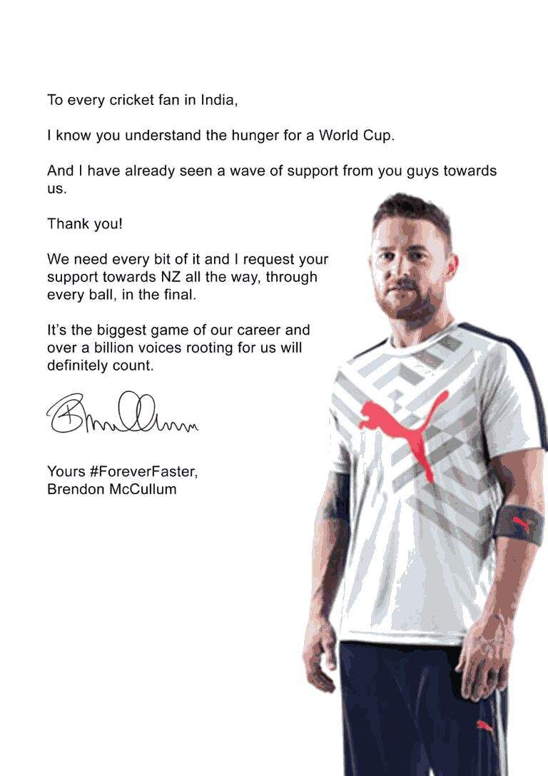 McCullums Open letter requesting Indian fans support