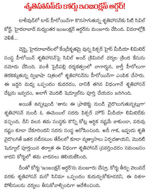 Shruthi Haasan Criminal Case