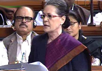 Sonia gandhi on AP Grants