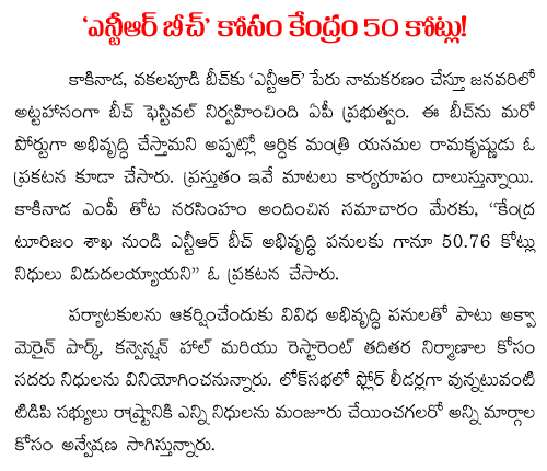 50 crores for ntr beach