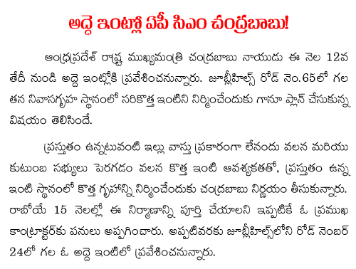 Chandrababu naidu  in rented house