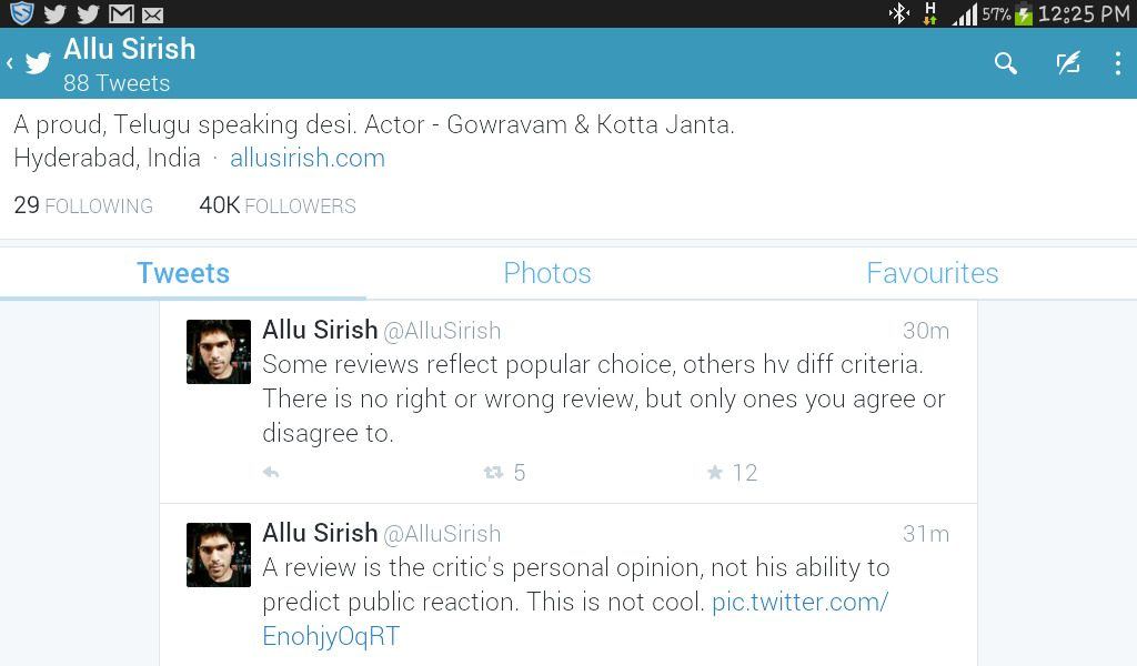 Allu Sirish Tweet on News paper