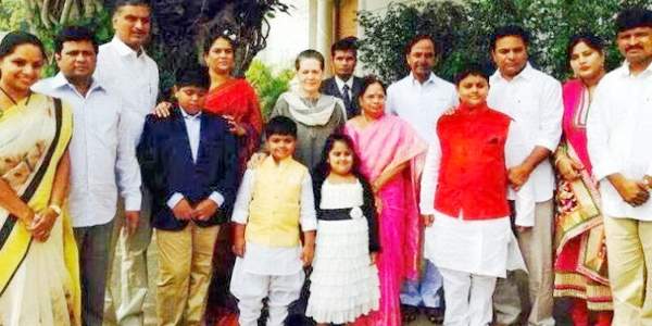 kcr family with sonia gandhi