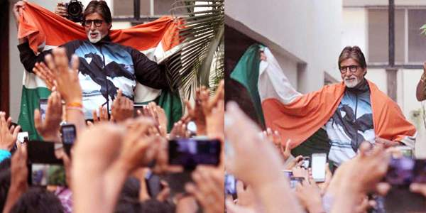 case on amitabh bacchan for holding flag as shawl