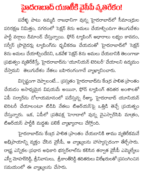 hyderabad ut ysrcp