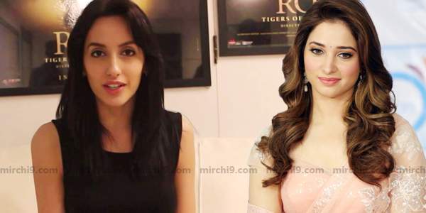 nora fatehi and tamannaah baahubali working still