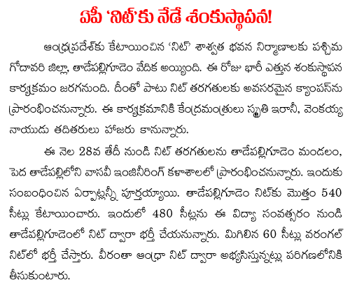 NIT  launch in tadepalligudem