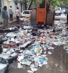 Piracy discs crushed with road roller