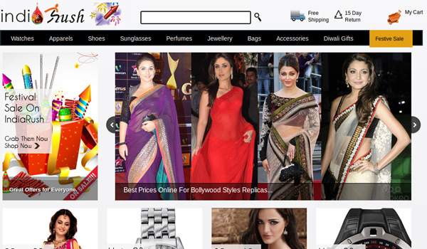 indiarush.com website ads with celebrity photos