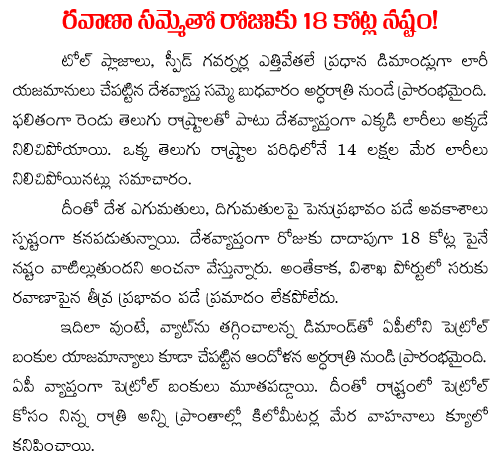 18 crores loss with transport strike 
