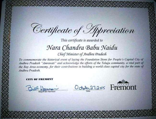 Chandrababu california governor letter