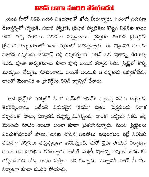 Nitin reddy in good track