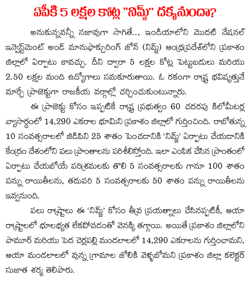 national investment and manufacturing zone andhra pradesh
