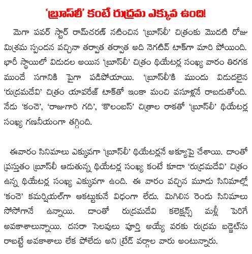rudhramadevi better than ram charan bruce lee