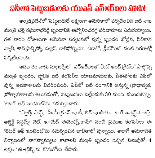 NRI ready to invest in andhra pradesh