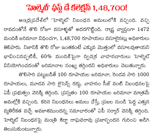 police collected  148700 rupees fortwo wheeler helmet violation