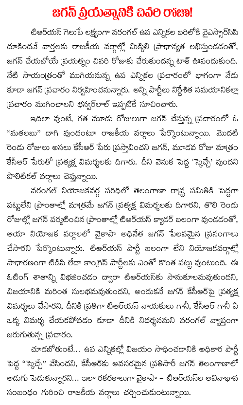 ysrcp warangal elections