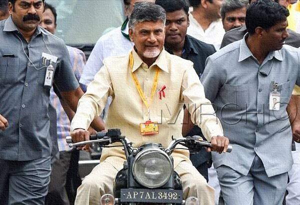 Chandrababu Naidu bullet ride pic