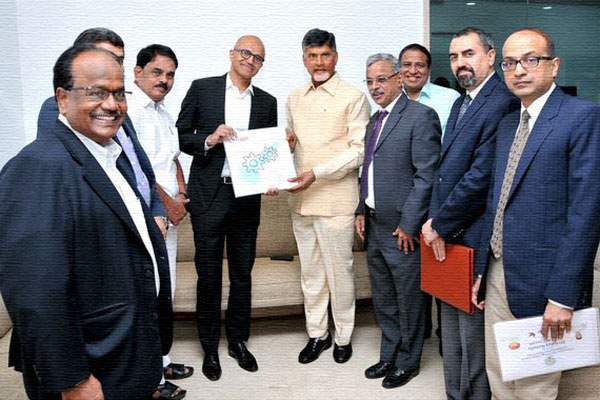 satyanadella discussed on technology initiatives Microsof partnership with Andhra pradesh