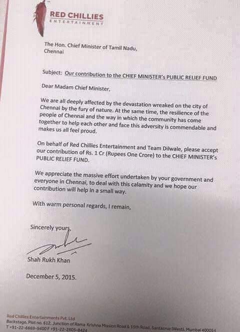 shahrukh khan donation