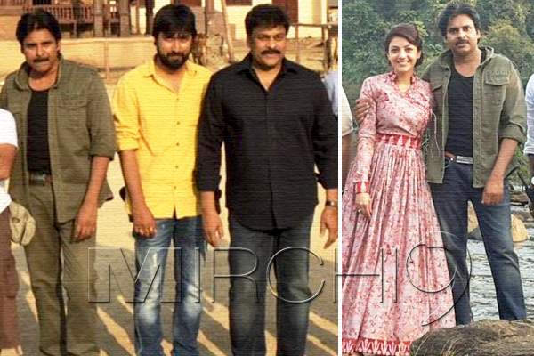 pawan kalyan on sardaar sets with kajal chiranjeevi