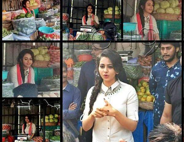 rakul-preet-singh-selling-vegetables-at-kphb-kukatpally
