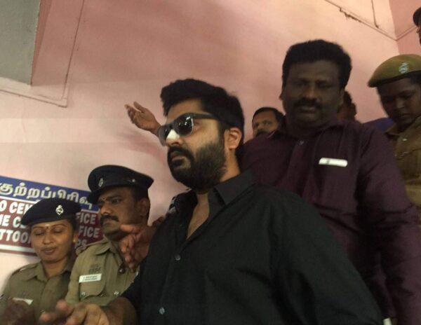 tamil Actor Simbu with bandage in police station