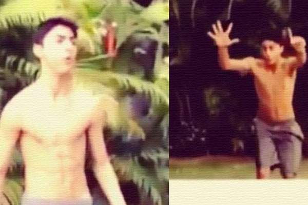 Superstar shahrukh khan kid aryan khandoing somersaults bare chested!