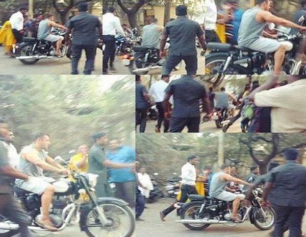 salman khan rides a bullet to the sultan sets!